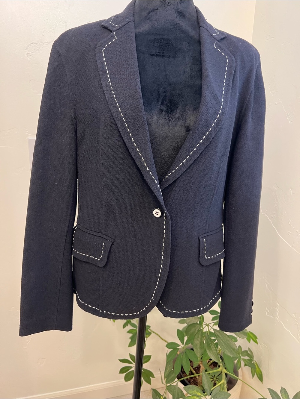 Navy Suit with Contrast Stitching